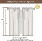 Chyhomenyc Taupe Sheer Curtains 54 Inch Long 2 Panels, Light Filtering Rod Pocket Voile Short Curtains Drapes for Living Room Bedroom Small Windows, 42Wx54L Inches