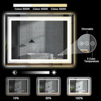 23.6" x 31.5" LED Bathroom Mirror with Lights, Front and Backlit Mirror, Anti-Fog Lighted Vanity Mirror, Stepless Dimmable, 3 Colors LED Mirror (Horizontal/Vertical)