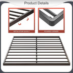 1.6 Inch King Box Spring Low Profile Heavy Duty Metal King Size Box Spring Bed Base Bunkie Board, Sturdy Mattress Foundation, Easy Assembly, Noise Free, Black