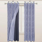 BONZER Mix and Match Curtains - 2 Pieces Branch Print Sheer Curtains and 2 Pieces Blackout Curtains for Bedroom Living Room Grommet Window Drapes, 54x108 Inch/Panel, Grey Dark, Set of 4 Panels