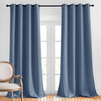 NICETOWN Stone Blue Blackout Curtains 90 inches Long, Grommet Thermal Insulated Room Darkening Window Treatments Voice Reducing for Bedroom/Patio Door, 2 Panels, W52 x L90