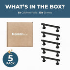 Franklin Brass - Francisco Matte Black Cabinet Handles 3 Inch (3") Hole Center Pulls | Easy Install, Durable Hardware for Kitchen Cabinet Door, Drawers, Dresser Pull, Furniture (5 Pack)
