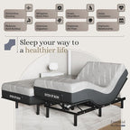 Sven and Son Essential Adjustable Bed Base (Frame) + 12 inch Memory Foam Matt (Medium), Easy Assembly, Head and Foot Lift, Memory Positions, Zero Gravity, Wireless Remote - Split King