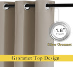 NICETOWN Blackout Taupe Curtains 84 inches Long, Grommet Room Darkening Thermal Insulated Sound Dampening Window Treatments for Bedroom/Home Office, 2 Panels, W46 x L84