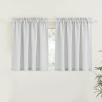 RYB HOME Linen Sheer Curtains for Kitchen, Casual Wave Texture Semi Sheer Curtains for Bedroom/Bath, Privacy Window Curtains for Home Office, Dove Grey, 52 x 45 Each Panel, 2 Pieces