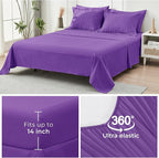 HYMOKEGE Dark Purple Twin XL Comforter Set Seersucker 5 Pieces, All Season Luxury Bed in a Bag for Bedroom, Bedding Set with Comforter, Sheets, Pillowcase & Sham
