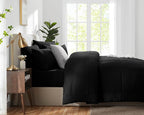 CozyLux Twin XL Comforter Set Black, 5 Pieces Twin Extra Long Bed in a Bag for College Dorm, All Season Bedding Set with Stitch Quilted Comforter, Flat Sheet, Fitted Sheet, Pillowcases