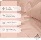 Linen Home 100% Cotton Percale Sheets Full Size, Brushed Rose, Deep Pocket, 4 Pieces Set - 1 Flat, 1 Deep Pocket Fitted Sheet and 2 Pillowcases, Crisp Cool and Strong Bed Linen