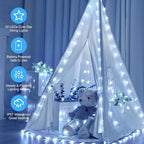Minetom Star String Lights Battery Operated - 17 ft 50 LED Star Fairy String Lights with Timer, Waterproof for Indoor Bedroom Tent Loft Bed Patio Party Wedding Decor, White