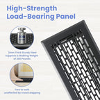 4x10 Inches 6 Pack Heavy Duty Walkable Floor Register - Easy Adjust Air Supply Lever Decorative Floor Vent Covers, Boston Design Vent Covers for Home - Matte Black