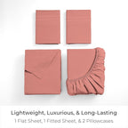 Mellanni King Sheets Set - 4 PC Iconic Collection Bedding - Hotel Luxury, Extra Soft, Cooling Bed Sheets - Wrinkle, Fade, Stain Resistant (King, Coral)