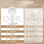 Makeup Mirror with Lights, Double Sided 1x/30x Magnifying Mirror with Light, Rechargeable 3 Color Lights and Adjustable Brightness, 360° Rotation Detachable Comes with Tweezer(White)