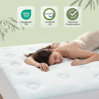 Hansleep Twin Mattress Topper Viscose Derived from Bamboo, Memory Foam Pillow Top Mattress Topper Twin with Deep Pocket, Breathable Mattress Pad for Back Pain Relief, 39" x 75", White