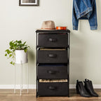 Juvale 4-Tier Fabric Dresser for Closet - 16.5 x 13 x 33 in, Black - Storage Cabinet with Drawers, Closet Drawers & Bedroom Storage