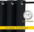 NICETOWN Black Curtains for Boys Room - Blackout Thermal Insulated Window Treatment Solid Grommet Room Darkening for Bedroom/Night Shift (Set of 2, W37 x L63)