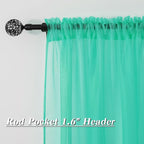 HUTO Turquoise Sheer Curtains 52 by 84 Inches Long Rod Pocket Window Sheer Drapes Home Decor Voile Panels Sheer for Bedroom Living Room Baby Room Nursery 2 Panels