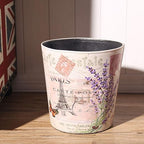 PU Leather Small Trash Can Wastebasket, Round Garbage Container Basket for Bathrooms, Laundry Room, Kitchens, Offices, Kids Rooms, Bedrooms,Dorms,Home Decorative Art Bin, 2.9 Gallon(Lavender Design)