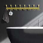 Dseap Coat Rack Wall Mount - 29.5” Long 8-Tri-Hooks Heavy Duty Coat Hanger Rail Wall Hooks for Hanging Coats Hats Clothing Clothes Purse Mudroom Entryway, Gold
