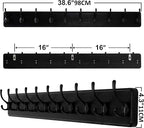 SKOLOO Rustic Wall Mounted Coat Rack, Case of 2, Pine Solid Wood Coat Hook Hanger - 10 Hooks for Hanging Clothes Robes Towels Coats