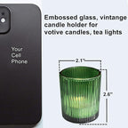 VOHO 12pcs Candle Holder Ribbed Glass, Green Votive Candle Holders for Wedding Party Table Centerpieces, Glass Tealight Candle Holder for Birthday Gift(2.1'' x 2.6'', Green)