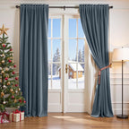 Lazzzy Velvet Blackout Curtains Thermal Insulated Room Window Drapes Super Soft Luxury Curtains for Living Room Bedroom Rod Pocket 2 Panels, Dark Slate, 42" W x 90" L