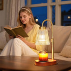 Antique Brass Candle Warmer Lamp WithTimer and Dimmer,Fragrance Electric Wax Melt Warmer with 2 Bulbs,Scented Jar Lamp,Mother's Day/Birthday/Christmas Gifts for Mom/Wife,Home Decor,Adjustable Height