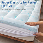 Favorland Mattress Topper Full Size - Cooling Extra Thick Breathable Viscose Made from Bamboo Mattress pad - Soft Quilted Fitted Mattress Cover with 900 GSM Down Alternative Fill (8-21”Deep Pocket)