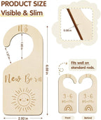 Baby Closet Dividers, Wooden Double Sided Nursery Clothes Size Separators for Newborn to 24 Months, Neutral, 7 Pcs