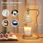 Candle Warmer Lamp, with Timer and Dimmer, Adjustable Height, Christmas Birthday Gifts for Women Mom, House Warming Gifts New Home Decor, Thanksgiving Decorations,Wax Warmer for Scented Jar Candles