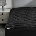 SLEEP ZONE King Size Cooling Mattress Topper, Premium Zoned Cool Mattress Pad Cover, Padded Mattress Protector Breathable Washable, Deep Pocket 8-21" (Black, King)
