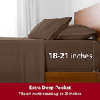Mellanni Extra Deep Split King Sheets - 5 PC Iconic Collection Bedding - Hotel Luxury, Ultra Soft, Cooling Bed Sheets - Wrinkle, Fade, Stain Resistant (Split King, Brown)