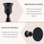 Black Taper Candle Holder, Candlestick Holders, Vintage Metal for Table Centerpieces Wedding Decor (Matte Black, 2 Pcs)