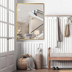 55x30 Inch Gold Bathroom Mirrors for Over Sink, Aluminum Metal Framed Mirror, Large Mirror,Wall-Mounted Rectangle Mirrors, Tempered Glass, High Definition, Horizontal/Vertical
