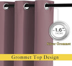 NICETOWN Dry Rose Bedroom Curtains 72 inches Long, Grommet Blackout Thermal Insulated Window Treatment Room Darkening for Bedroom/Home Office, 2 Panels, W37 x L72