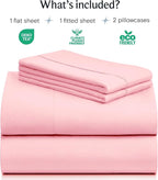 LuxClub 4 PC Sheet Set Bed Sheets Deep Pockets 16" Eco Friendly Wrinkle Free Cooling Machine Washable Hotel Bedding Silky Soft - Baby Pink California King