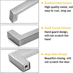 Cabinet Pulls Brushed Nickel Cabinet Handles Square Drawer Pulls, 50 Pack 6-1/4 Inch Stainless Steel Kitchen Door Cupboard Cabinet Handles, Cabinet Hardware Drawer Handles, 160mm Hole Centers