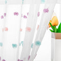 MYSKY HOME Pom Pom Curtains for Girls Bedroom Rainbow Nursery Curains for Boys Kids Room Colorful White Sheer Curtains for Living Room Playroom Rod Pocket Window 52" x 63" Set of 2