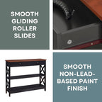 Convenience Concepts Oxford 1 Drawer Console Table with Shelves, Cherry/Black