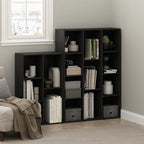 Furinno LUDER Book Shelf, 5-Cube Bookshelf, Reversible Bookcase, 9.4" x 19.5" x 31.5", for Living Room, Bedroom, Home Office, Blackwood