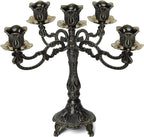 5-Candle Metal Candelabra 10.3 Inch Tall Candlestick Candle Holders for Home Decor Wedding Christmas Church Halloween Party,Bronze Tulip