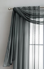 LINENZONE Pair of 2 Rod Pocket Voile Window Treatments. Great Farmhouse Style Sheer Curtains for Living Room, Bedroom, Dining Room, Patio or Canopy Bed. (Amazing Sheers - 56" W x 84" L, Charcoal)