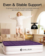 CHILLSUN King Air Mattress with Built in Pump, 18" Raised Comfort Blow up Mattress, Upgraded Air Bed Inflatable Mattress for Guests & Home, colchones inflables, AirBed, 750lbs Max