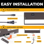 LED Under Cabinet Lighting Hardwired - 3CCT 24 Inch Bronze Finish - Undercabinet Lights for Kitchen - Linkable Undercounter Dimmable Plug in Light or Hard Wired - Under Counter Fixture Direct Wire