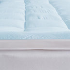 Great Bay Home Full Cooling Mattress Topper. Thick, Elastic Corner Mattress Pad. Ultra-Soft Cooling Pillowtop Mattress Cover & Protector. Fits Mattresses up to 18” (Full, Light Blue)