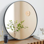 DUMOS Black Circle Mirror for Wall 30.02 inch, Bathroom Round Mirror for Over Sink, Bathroom, Entryway, Bedroom, Vanity