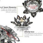 Crystal Lotus Flower Tealight Candle Holders/Glass Tea Light Candlestick Decor Decoration for Christmas Home Wedding Party… (1, Black 1pc)