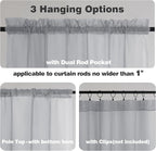 Chyhomenyc Sheer Light Grey Tier Curtains 24 Inch Length, Small Window Curtains Treatment for Bathroom Living Room Basement, Short Rod Pocket Cafe Curtain, 42W x 24L Inches, 2 Panels