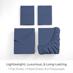 Mellanni California King Sheets Set - 4 PC Iconic Collection Bedding - Hotel Luxury, Extra Soft, Cooling Bed Sheets - Wrinkle, Fade, Stain Resistant (Cal King, Blue Nova)