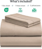 LuxClub 4 PC Queen Sheet Set, Breathable Luxury Bed Sheets, Deep Pockets Wrinkle Free Cooling Sheets Machine Washable Hotel Bedding Silky Soft - Light Khaki Queen