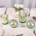 10 Pcs Assorted Green Votive Candle Holders, Larger Size Mercury Glass Candle Holder, Sage Green Tealight Candle Holder for Wedding, Votive Holders for Party Centerpieces for Table